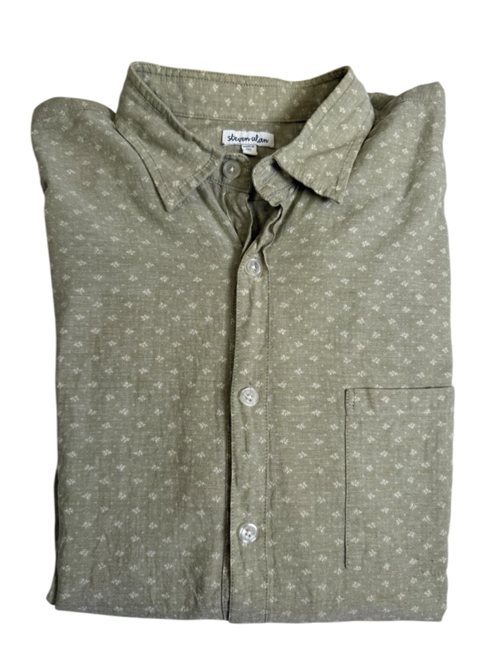 Steven Alan Olive Green Men's Button-Up Shirt 100%‎ cotton